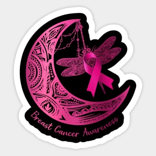 Henna Moon Dragonfly Breast Cancer Awareness Sticker